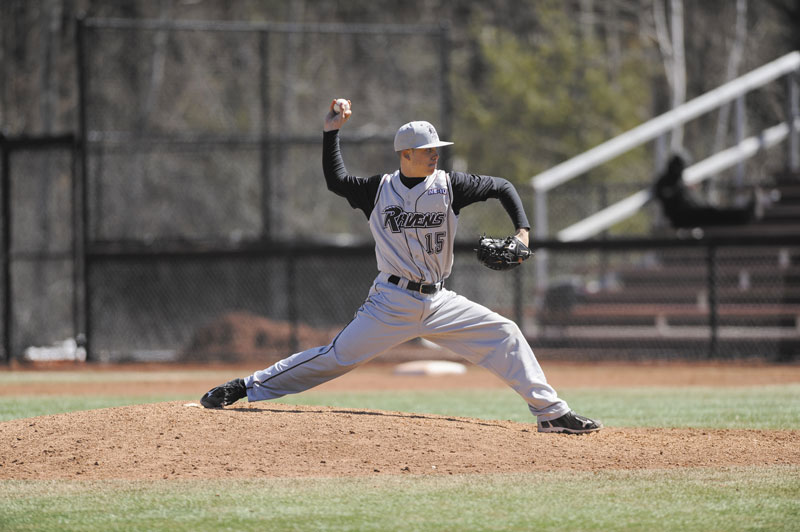 GETTING ACCLIMATED: Now a freshman at Division II Franklin Pierce University, Hall-Dale graduate Ryan Leach is 2-0 in 151⁄3 innings with 18 strikeouts and 1.17 ERA.