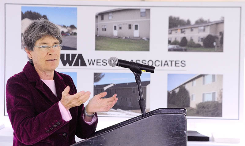 PRESENTATION: MaineHousing Director Dale McCormick speaks during a news conference Wednesday held to show off the newly renovated Greentree Apartments on New England Road in Augusta.