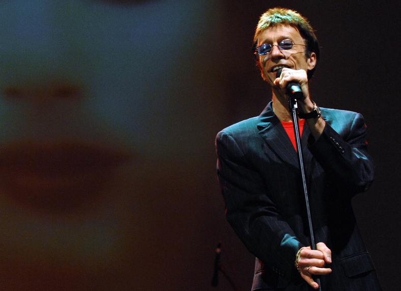 Robin Gibb performs at the Dubai International Jazz Festival in Dubai Media City Amphitheater, Dubai, United Arab Emirates, in 2008. Gibb died Sunday at the age of 62.