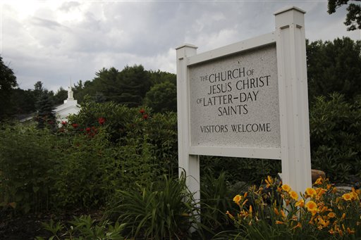 *** ATTN NYC OVERNIGHT - PLEASE HOLD AND MOVE OVERNIGHT WITH STORY EX-WASHINGTON BY KASIE HUNT ** A photo made July 1, 2012, shows the Church of Jesus Christ of Latter-Day Saints in Wolfeboro, N.H., where Republican presidential candidate Mitt Romney attended Sunday services. Romney, the first Mormon to clinch the presidential nomination of a major party, attended services Sunday with his wife, Ann, five sons, five daughters-in-law and eighteen grandchildren. (AP Photo/Charles Dharapak)