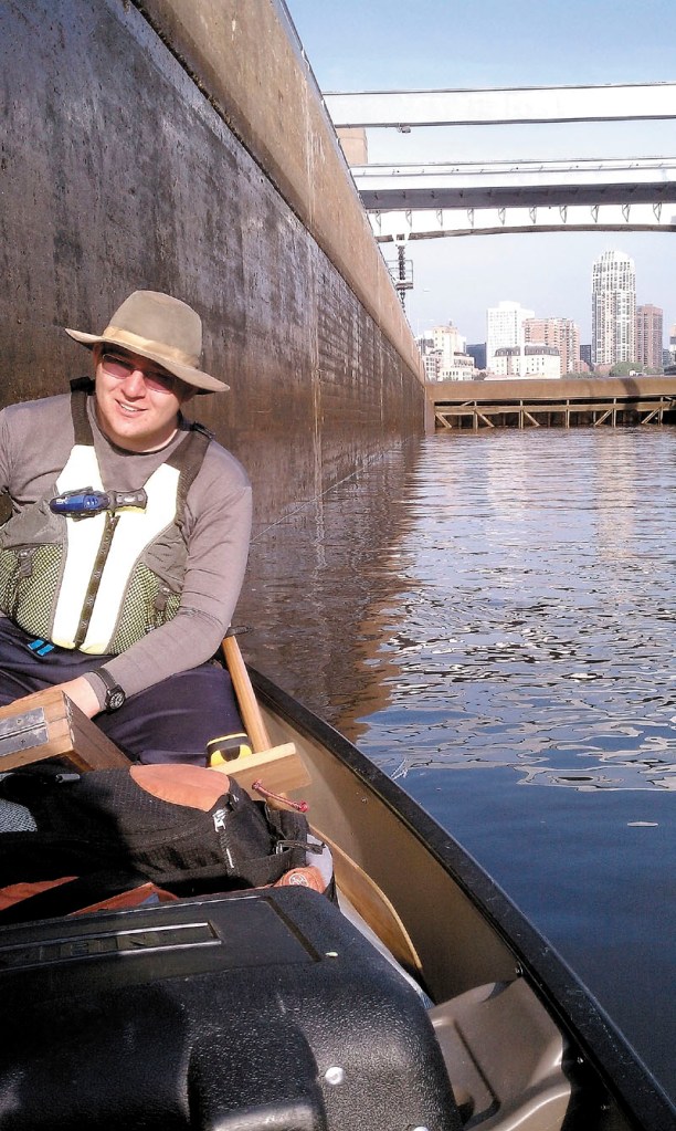 Benton Purnell passes through a series of locks on the Mississippi River in Minnesota during the first part of his journey earlier this summer.