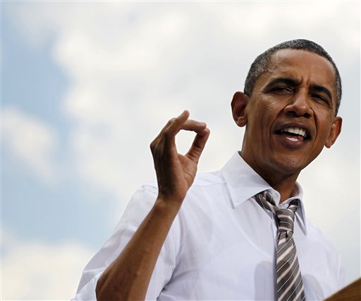 FILE - In this Thursday, Aug. 9, 2012 photo, President Barack Obama speaks at a campaign event at Colorado College, in Colorado Springs, Colo. Obama's campaign says Mitt Romney's selection of Wisconsin Rep. Paul Ryan as his running mate shows a commitment to "budget-busting tax cuts" for the wealthy and "greater burdens" on the middle class and seniors. (AP Photo/Pablo Martinez Monsivais, File)