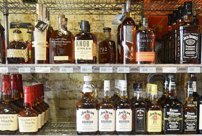 Liquor on display at Downeast Beverage on Commercial St. in Portland Thursday, September 6, 2012.