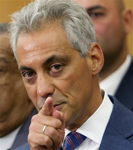 FILE - This July 9, 2012 file photo shows Chicago Mayor Rahm Emanuel answers questions during a news conference in Chicago. Dozens of celebrities, elected officials, and others are blitzing through battleground states in the White House race�s final days. Their goal: give the presidential campaigns a daily presence in key states even when the men at the top of the ticket (and their running mates) pitch for votes elsewhere. (AP Photo/Sitthixay Ditthavong. File) Chicago;USA