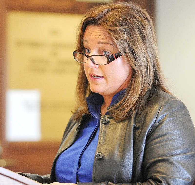 Susan Wiechman, a regional correctional manager for the state's Sex Offender Management Program, testifies in opposition to L.D. 498 before the legisltature's Criminal Justice and Public Safety committee on Friday, at the State House in Augusta.