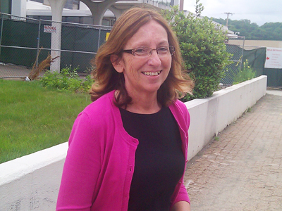 Carole Swan in a photograph taken July 9, the second day of her fraud trial, outside U.S. District Court in Bangor.