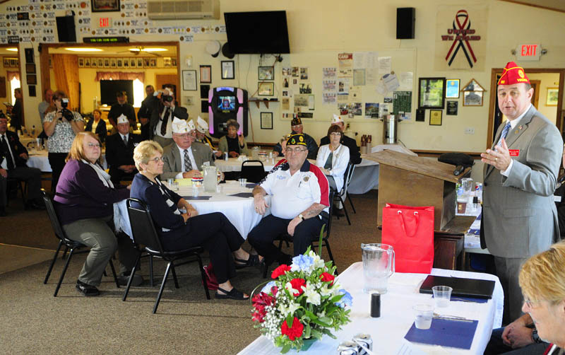 American Legion National Commander Daniel Dellinger speaks on Saturday during a visit to the Alfred Maxwell Jr. Post 40 in Winthrop.