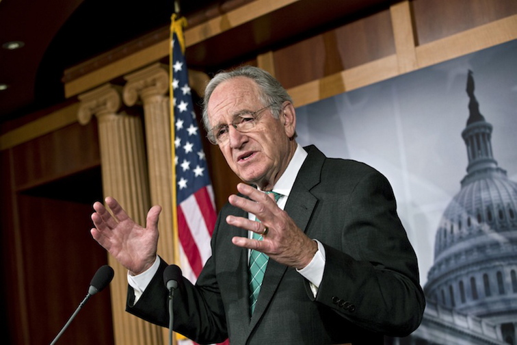 Sen. Tom Harkin, D-Iowa, chairman of the Health, Education, Labor, and Pensions Committee, talks to reporters after the Senate cleared a major hurdle and agreed to proceed to debate a bill that would prohibit workplace discrimination against gay, bisexual and transgender Americans, at the Capitol in Washington, Monday, Nov. 4, 2013. The bipartisan vote increases the chances that the Senate will pass the bill by week’s end, but its prospects in the Republican-led House are dimmer.