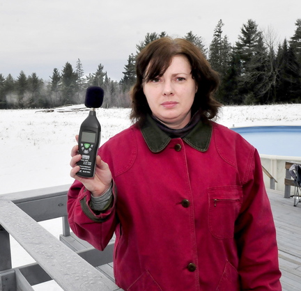 MAKING NOISE: Cherry Strohman says the buzz from a Central Maine Power Co. substation near her Benton home is waking her and neighbors. The area’s residents are using town-provided sound meters to measure the noise.