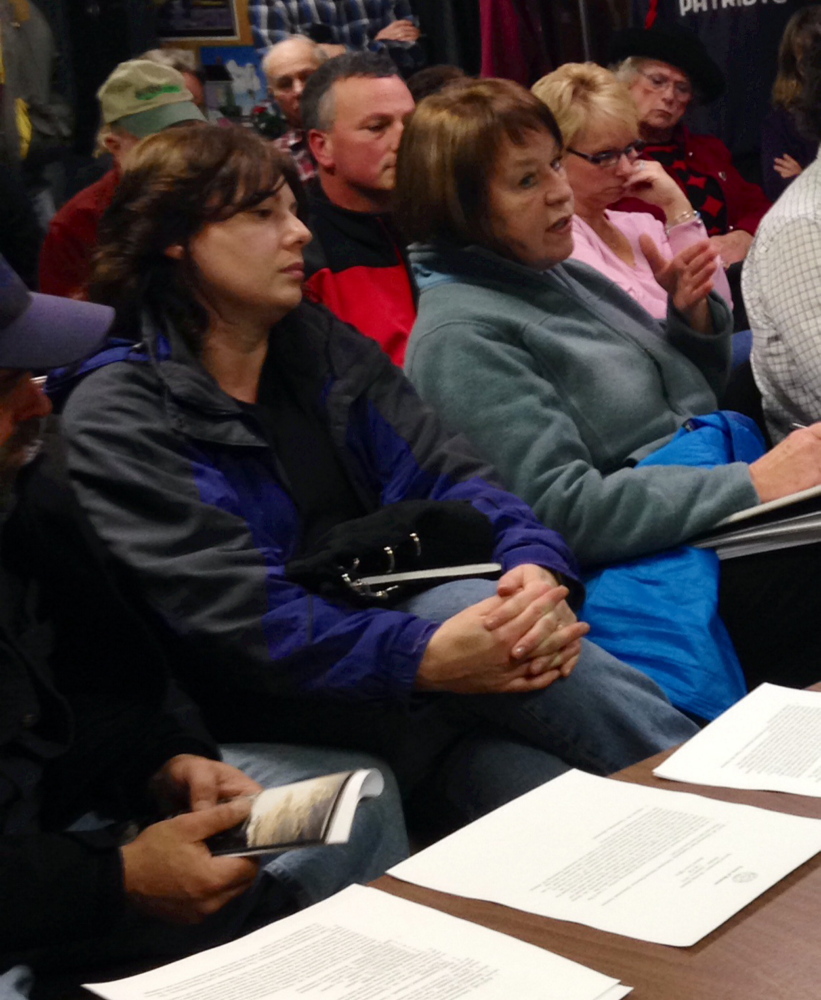 Cherry Strohman, front left, sits next to Leah Sprague, public utilities commission ombudsman at the Benton Selectboard meeting. Strohman is among a group of residents who have complained about a persistent buzzing sound coming from a Central Maine Power substation on Albion Road. Representatives from CMP were at the meeting to discuss the ongoing issue.