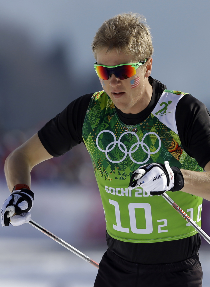 United States’ Erik Bjornsen competes during the men’s 4x10K cross-country relay.