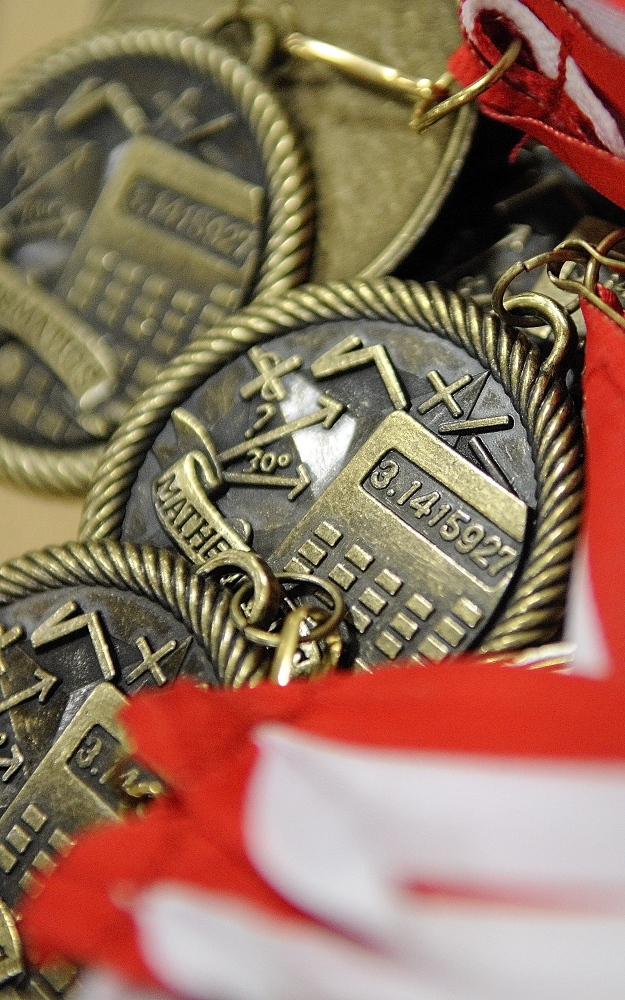 ACHIEVEMENT: These medals were given out during a ceremony for academic test scores on Thursday at Farrington School in Augusta.