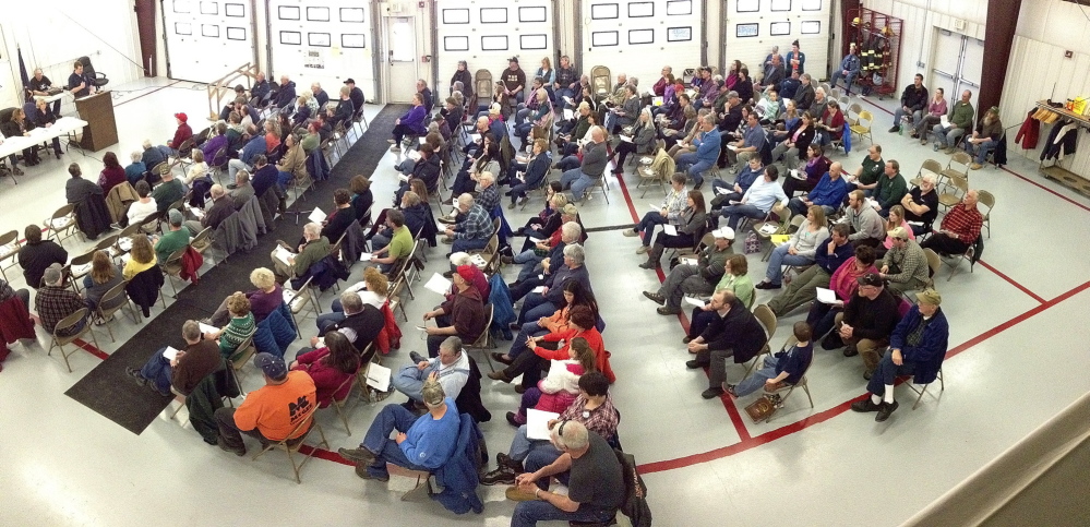 Good turn out: A large crowd attends the 163rd West Gardiner Town Meeting on Saturday at the West Gardiner Fire Station.