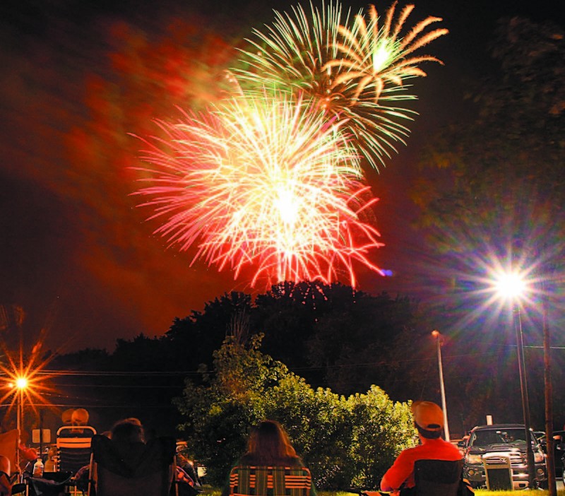 Fireworks light up the sky over the Hathaway Creative Center in Waterville during the Winslow Family 4th of July Celebration.