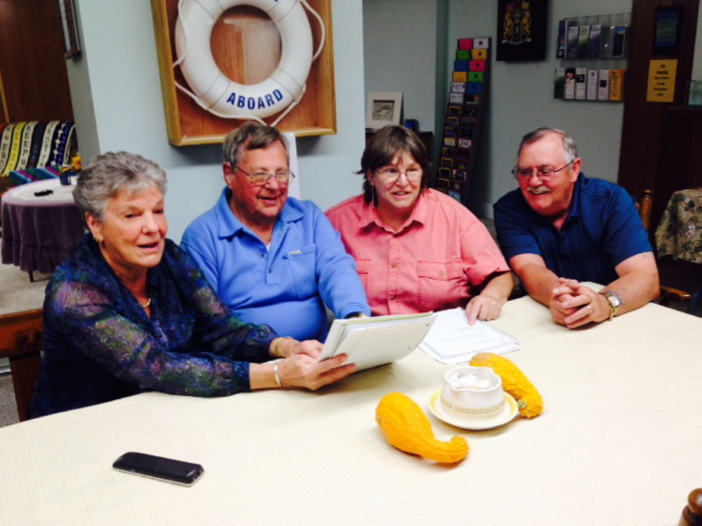 Members of the newly formed Kennebec Club in the basement of The Center in downtown Waterville, from left, are Jean Culver; Ray Culver; Donna Jean, club secretary; and Marc Roderick, club president.
