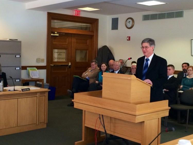 Russ Drechsel, president of Madison Paper Industries in Madison, testifies before the state Legislature’s Taxation Committee in favor of two bills that would provide relief to Madison and Skowhegan after property tax valuations on mill properties was slashed last year.