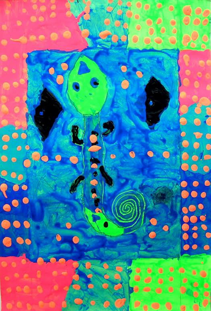 “Aboriginal Dreamtime Lizard” by Gage Moody, grade 4, Windsor Elementary School.