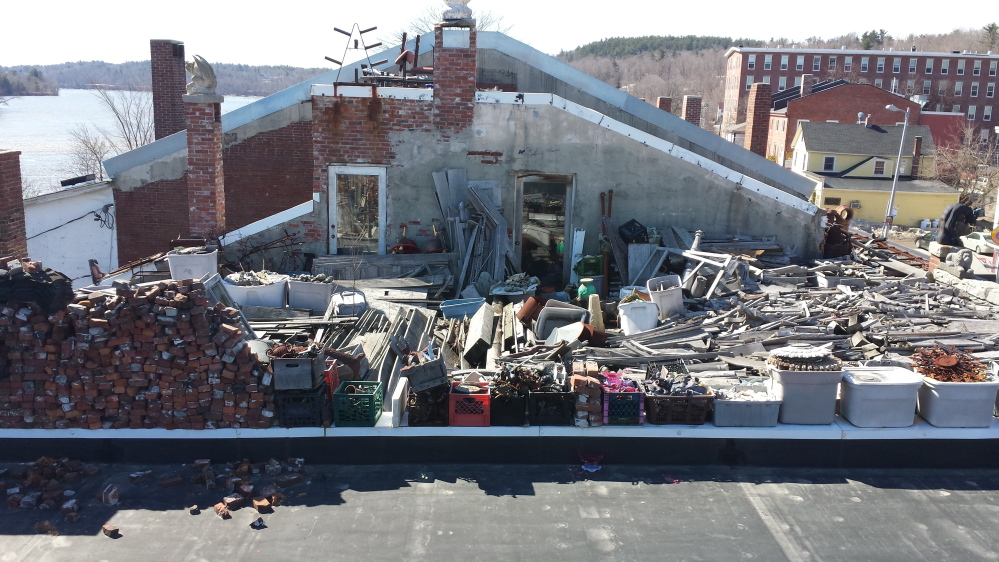 The downtown Hallowell building owned by Robert Dale is stacked with a miscellany of items as shown in this photo taken last summer.