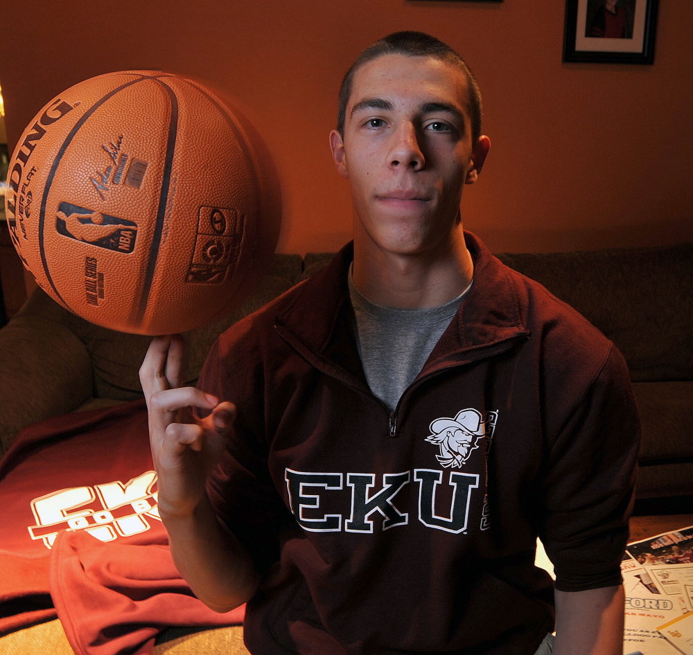 Messalonskee boys basketball player Nick Mayo was a finalist for the Mr. Maine Basketball award. Kyle Bouchard of Houlton won the award.