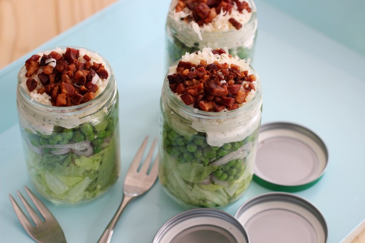 Seven-layer Mason jar salad