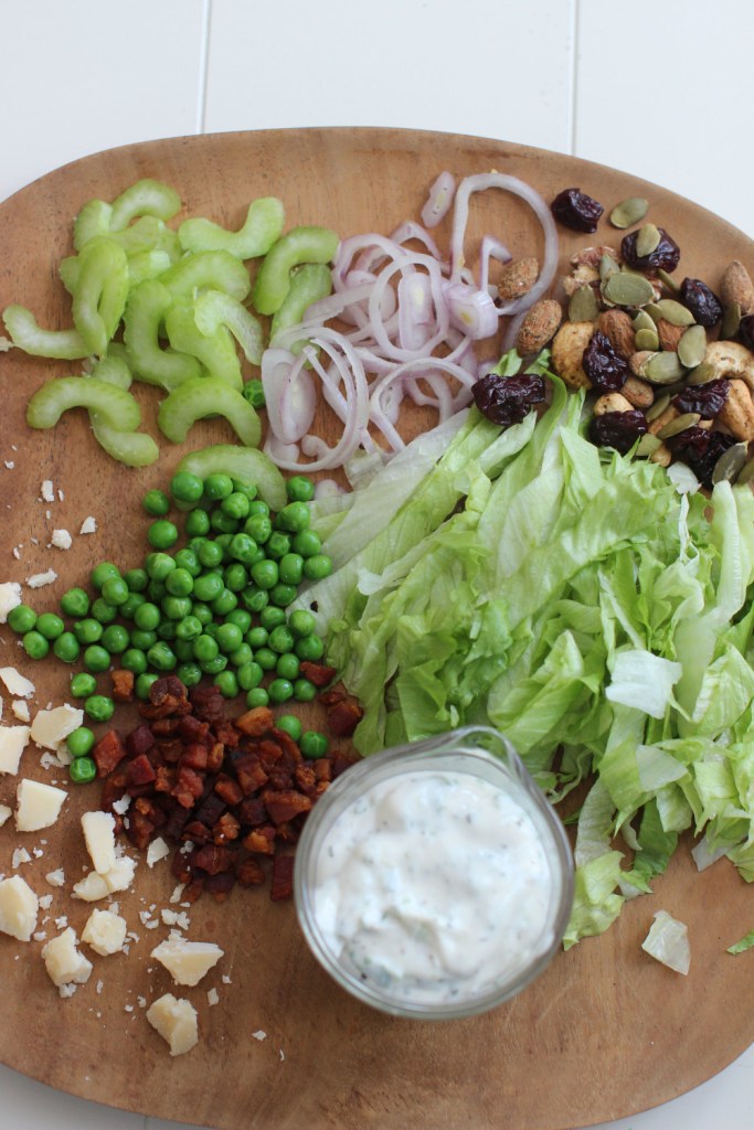 The ingredients for seven-layer Mason jar salad.