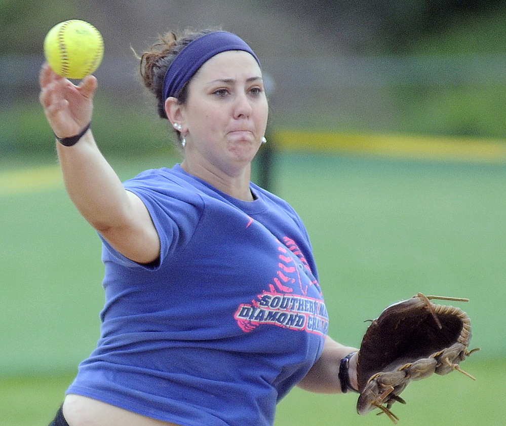 Gardiner Area High School’s Kristal Smith warms up during practice Monday in Gardiner. The Tigers will play Hermon for the Eastern B title tonight at Brewer High School.