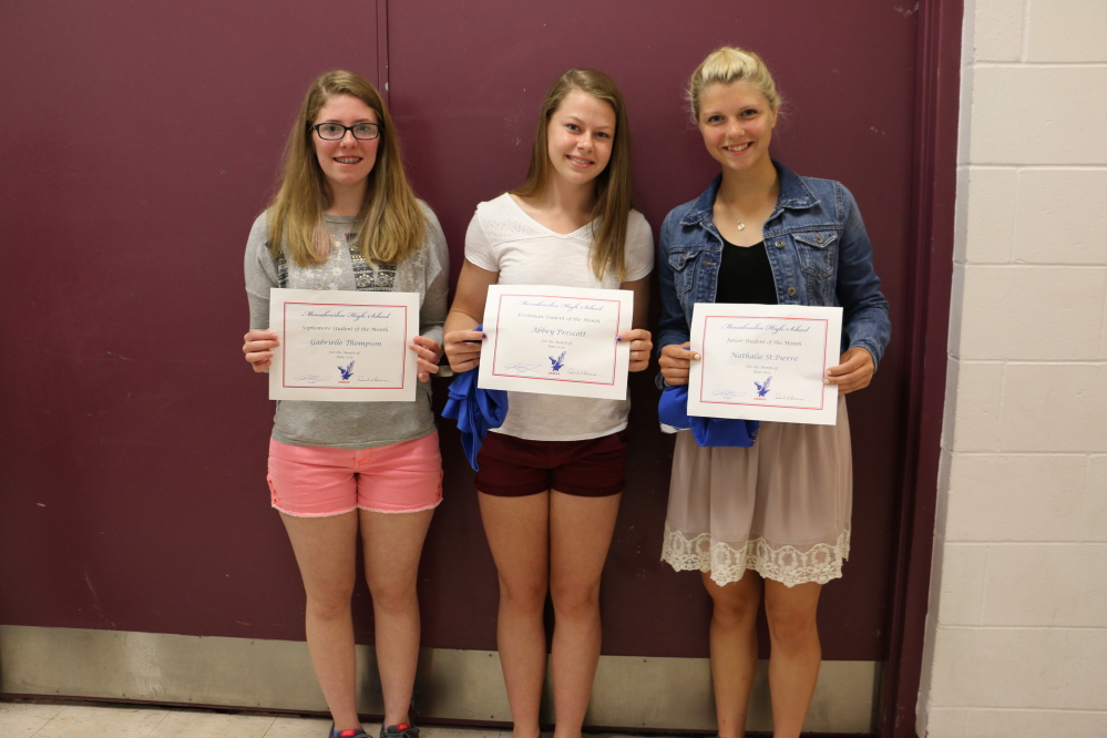 From left are Gabrielle Thompson, Abbey Prescott and Nathalie St. Pierre.