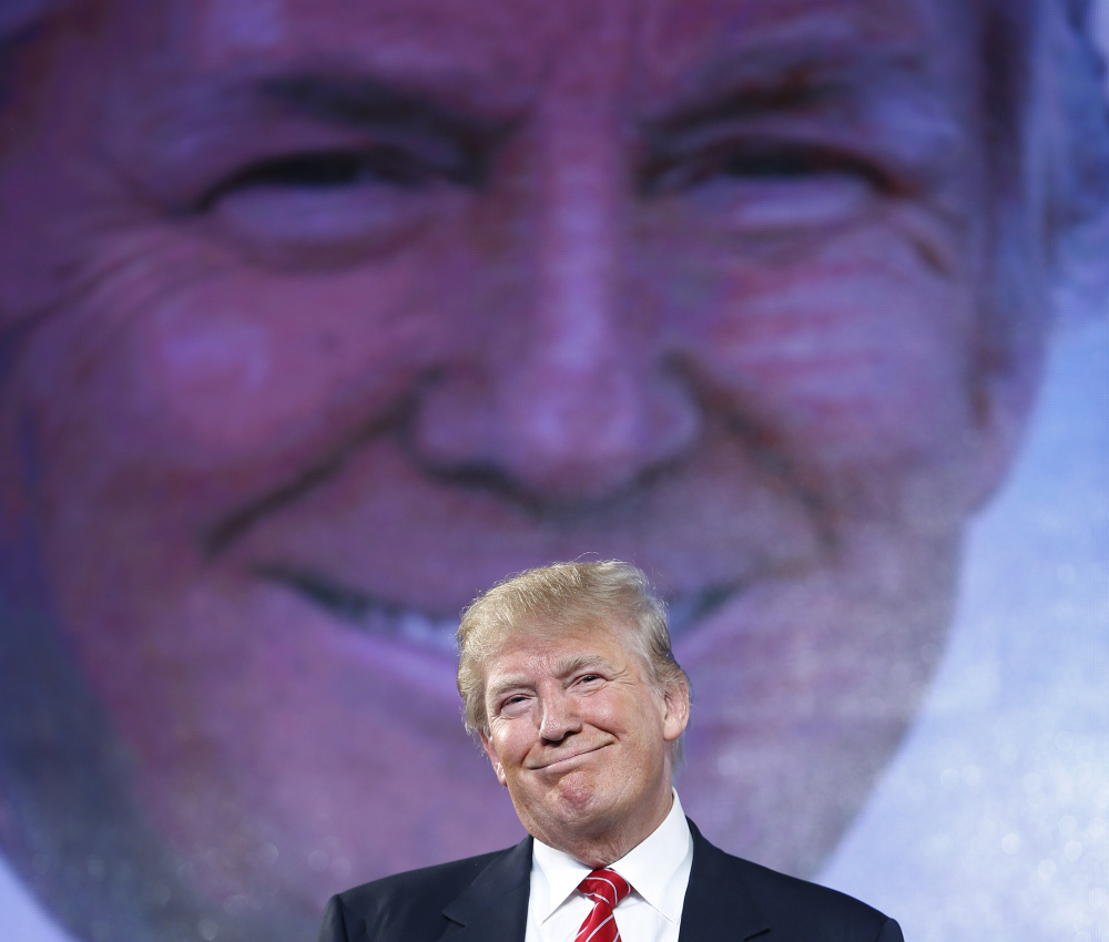 Republican presidential candidate Donald Trump speaks at FreedomFest, Saturday in Las Vegas.