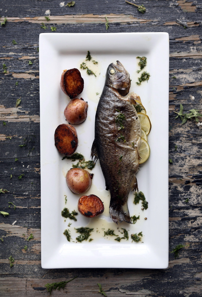 Trout roasted with lime and dill