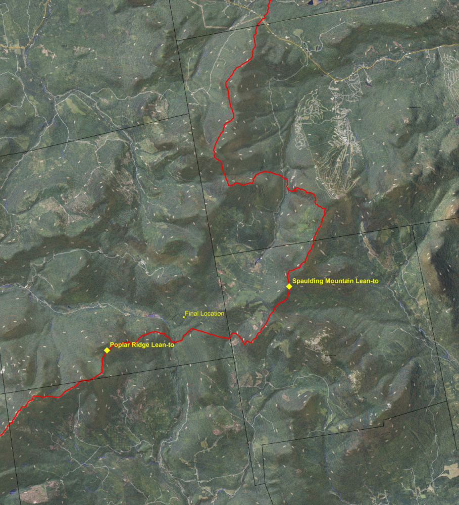 A Maine Warden Service map shows the spot where Geraldine Largay’s remains were found earlier this month. The state medical examiner has officially identified her remains and said the cause of death is accidental.