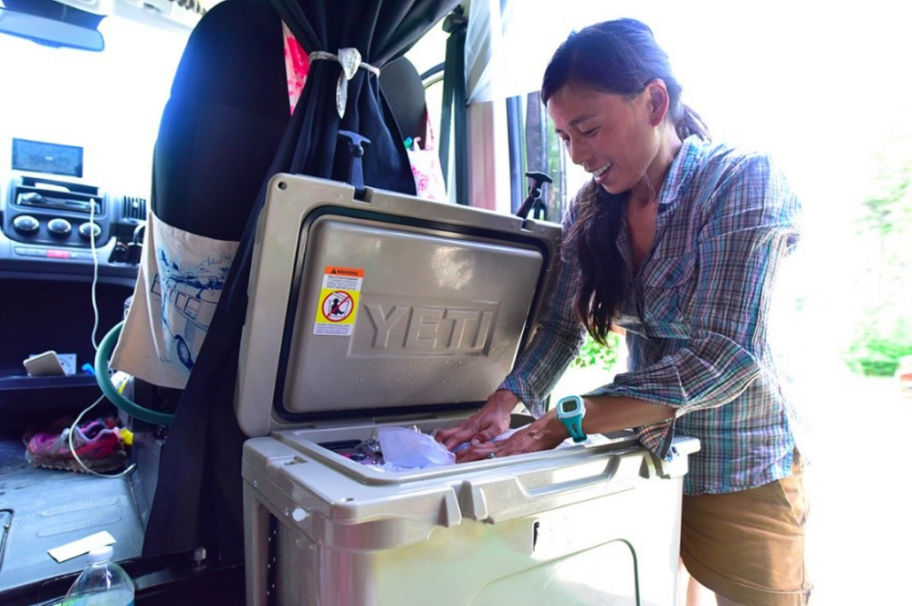 Jenny Jurek gets ready to make a smoothie for her husband near Rangeley.