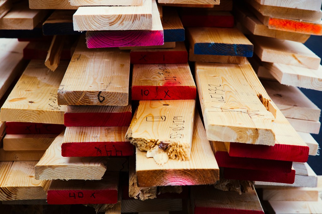 FILE PHOTO: Maine Advanced Structures and Composites Center collection of broken pieces of Norway Spruce lumber, used in testing the suitability of the wood in building material at the University of Maine in Orono. Whitney Hayward/Staff Photographer.