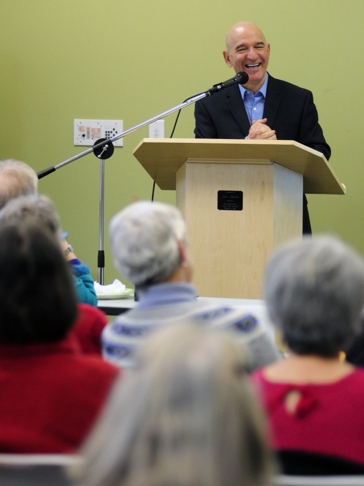 Reza Jalali, coordinator of multicultural student affairs at the University of Southern Maine, speaks on Friday at Michael Klahr Center in Augusta.