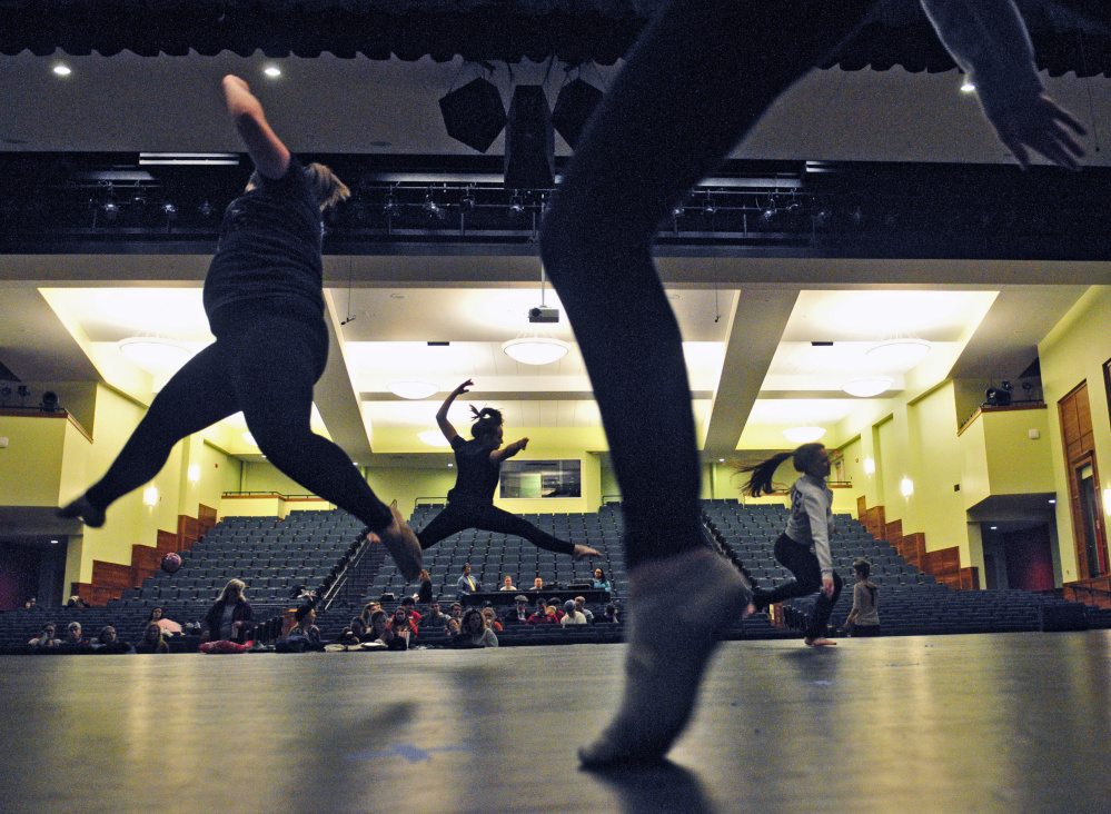 A dance group performs during a rehearsal for the 125th Chizzle Wizzle last week at Cony High School in Augusta.