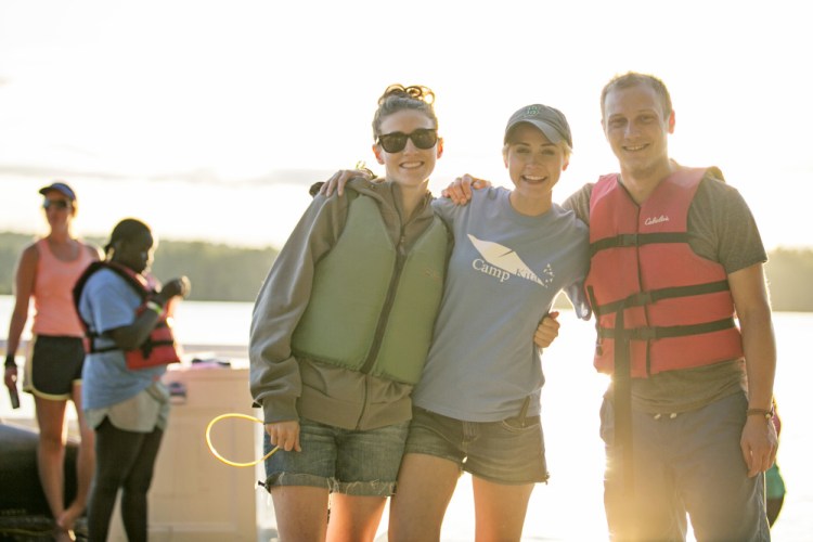 Siblings, from left, Sydney Mosher Menard, Morgan Mosher and Isaiah Mosher at Camp Kita, a camp they founded for children who have a loved one who committed suicide.