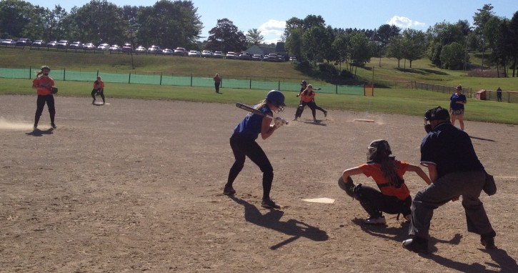 Gardiner pitcher Jill Bissen delivers a pitch to an Erskine hitter as catcher Julian Nadeau awaits during a Kennebec Valley Athletic Conference Class B game Tuesday in Gardiner.