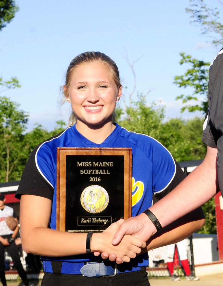 Hermon senior Karli Theberge is the 2016 Miss Maine Softball recipient.