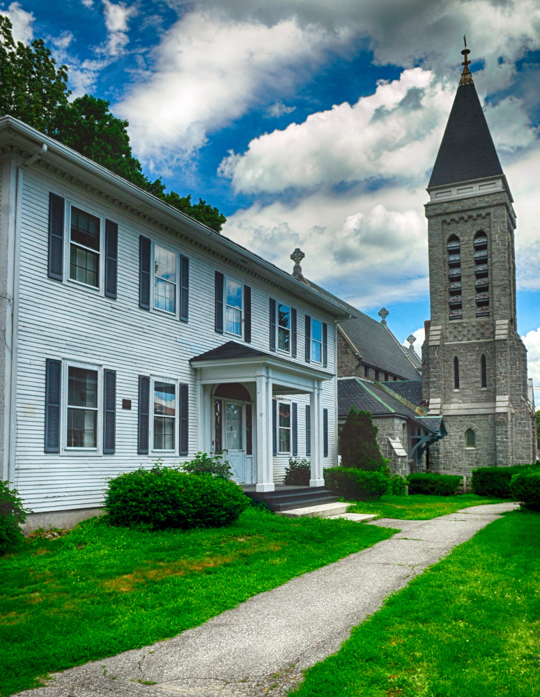 This recent photo shows the rectory and church building, which are for sale, at St. Mark's Episcopal Church campus in Augusta.