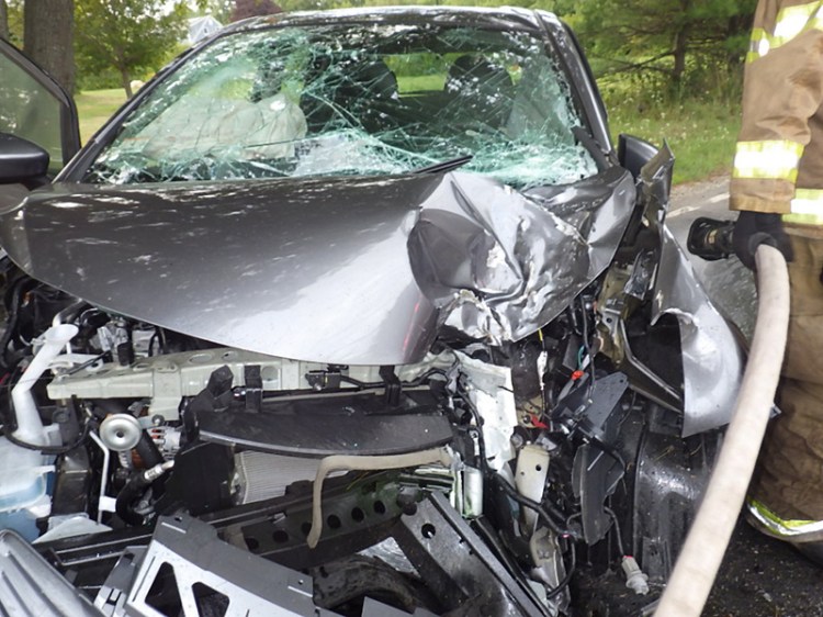 Car driven by Eric Finnerty after a Thursday evening crash in Harpswell.