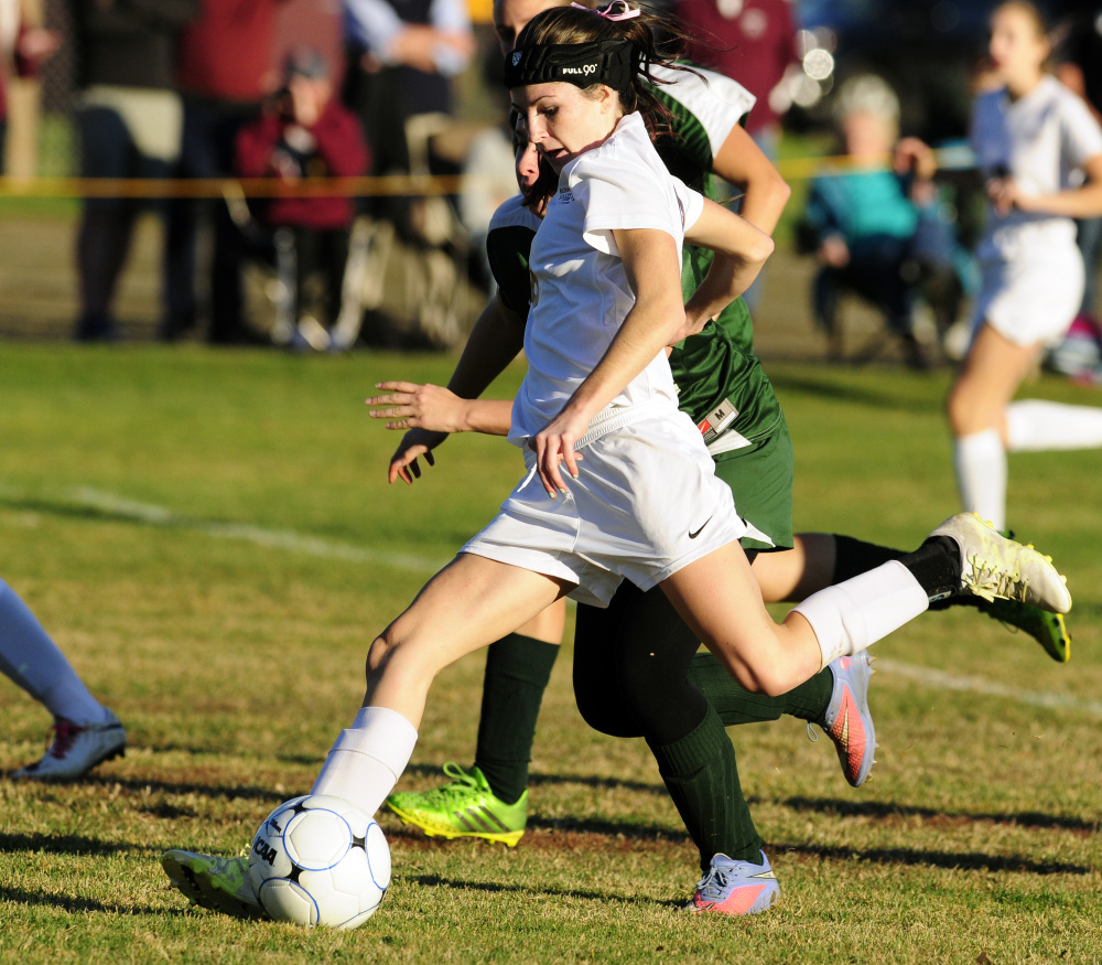 Richmond forward Meranda Martin lines up a shot during the Class D South final last season.