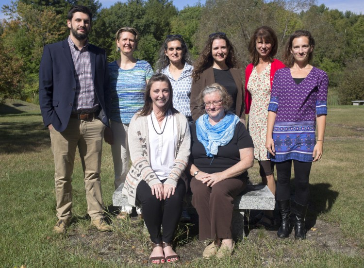 Faculty and staff who have taken the Zero-Waste Challenge include, back row, from left: Ian Magill, enrollment services student success coordinator; Chelsea Ray, associate professor of French; Lisa Botshon, professor of English; Kati Corlew, assistant professor of psychology; Ellen Taylor, professor of English; and Elizabeth Powers, assistant professor of English and the writer of this column. Front row, from left: Rachael Magill, dual enrollment program coordinator, and Sharon McMahon Sawyer, assistant professor of justice studies. 