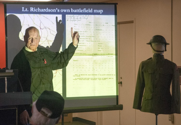 Retired historian Richard Colton gives a talk on World War I on Saturday in the Cultural Building in Augusta.