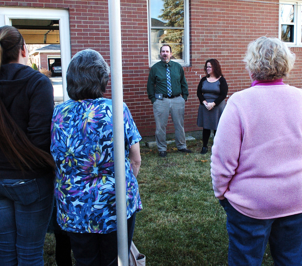 Andrew and Tina Chartrand, of Freedom First Support Services, thank supporters and staff members Monday in Winslow during an open house at the Winslow House, the first home in Winslow that creates a learning environment for developmentally disabled people to develop independence skills.