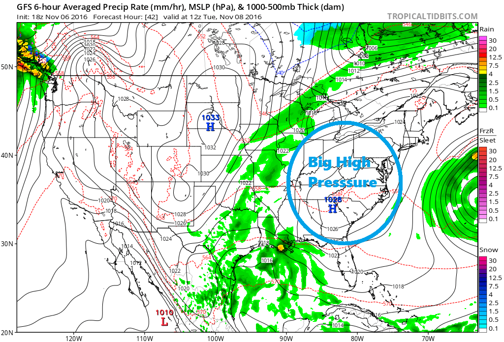 High pressure will keep the weather storm free for the foreseeable future