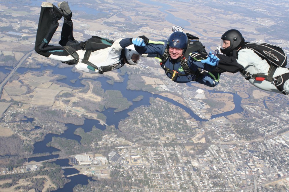 Chris Connors adds to his list of life's adventures on a sky-diving outing. He also trained with Navy SEALs, went big-game hunting in Russia and walked into a lion's cage in Africa, said his daughter, Caitlin Connors.