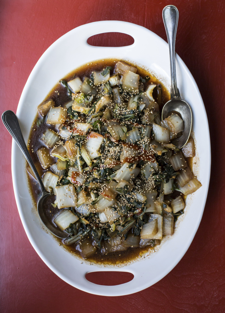 Asian Bok Choy can be served over rice.