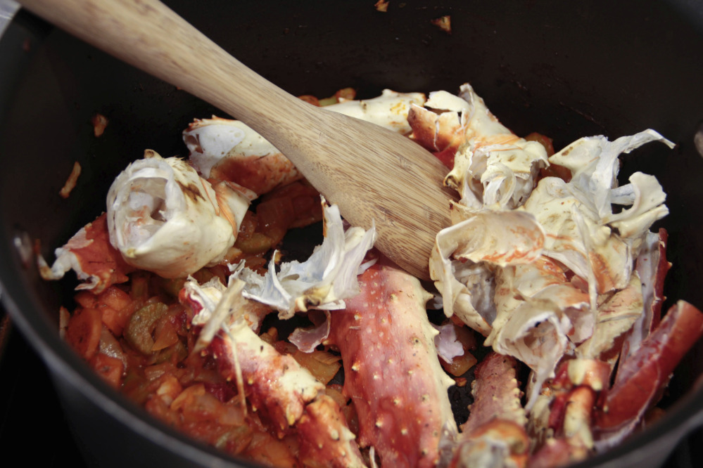 Shells being prepared for a crab bisque.