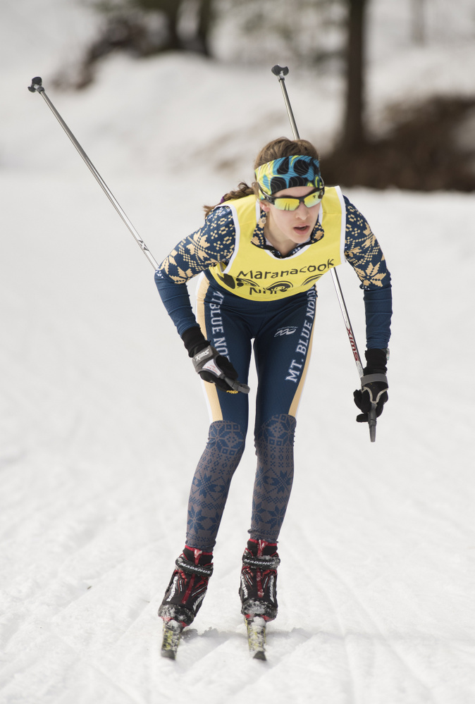 Mt. Blue's Julia Ramsey competes in the Maranacook Wave race on Jan. 21 in Readfield. Ramsey followed up her strong showing there with another one at the annual Sassi Memorial race this past Saturday.