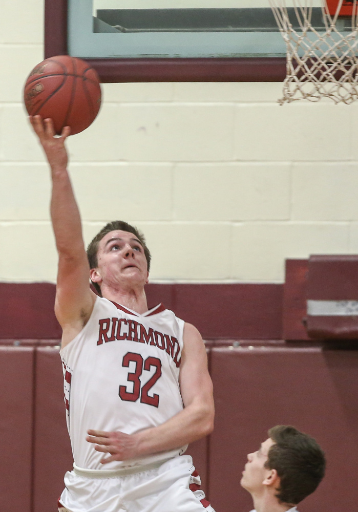 Richmond's Matt Holt gos up for a layup in the first half of an East/West Conference game against Valley on Wednesday night in Richmond.