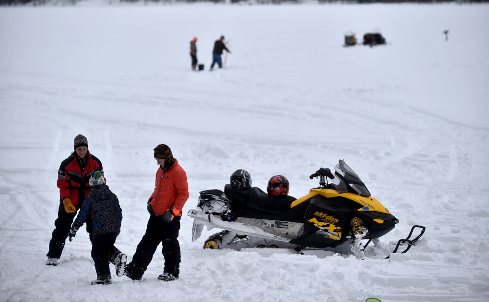 Ice fishermen take to the Lovejoy Pond on Saturday for the fifth annual Albion Lions Club-sponsored Ice Fishing Derby on Lovejoy Pond in Albion.